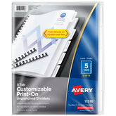 Avery® Unpunched Print-On™ Dividers, 5 Tabs, 5 Sets (11516)