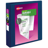 Avery® Durable View 3 Ring Binders, 1-1/2 Inch Slant Rings, 375-Sheet Capacity, Dark Blue Binder (17024)