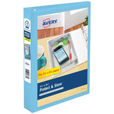 Avery® Protect & Store™ Mini Binder, 1" Round Rings, 175-Sheet Capacity for 5-1/2" x 8-1/2" Paper,1.4" Spine, Light Blue (23014)