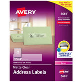 Avery® Matte Clear Address Labels, Sure Feed™ Technology, Laser, 1" x 4", 1,000 Labels (5661)
