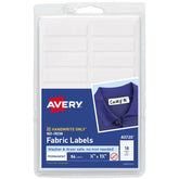 Avery® No-Iron Fabric Labels, 1/2" x 1-3/4", Washer and Dryer-Safe Waterproof Labels, Non-Printable, 54 Blank Labels Total (40720)