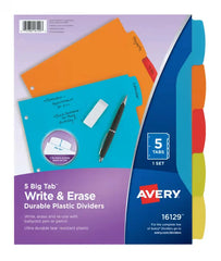 Avery® Big Tab™ Write & Erase Durable Plastic Dividers, 5-Tab Set, Multicolor (16129)