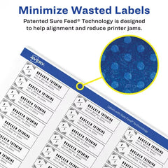 Avery® Return Address Labels, Sure Feed™ Technology, Permanent Adhesive, 1/2" x 1-3/4", 20,000 Labels (5967)