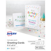 Avery® Half-Fold Greeting Cards with Envelopes, 5-1/2" x 8-1/2", Textured White, Inkjet Printer Compatible (3378)