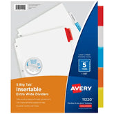 Avery® Extra-Wide Big Tab™ Insertable Tab Dividers, 5-Tab, Multicolor Tabs, Works With Sheet Protectors (11220)