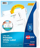 Avery® Big Tab™ Printable Label Dividers, Easy Peel®, 5-Tab Set (14436)