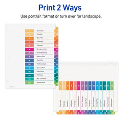 Avery® Ready Index® Dividers, 15 Tab Sets, Customizable Table of Contents, Multicolor Tabs, 3 Sets (11074)
