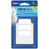 Avery® Ultra Tabs®, 2" x 1-1/2", 24 Repositionable Multiuse Tabs, 2-Side Writable Tab, White (74787)