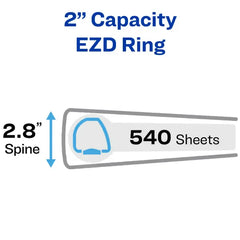 Avery® Heavy-Duty Binder, 2" One-Touch Rings, 540-Sheet Capacity, DuraHinge™, Maroon (79362)