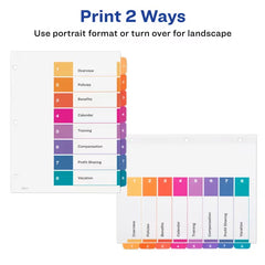 Avery® Ready Index® Dividers, 8 Tab Sets, Customizable Table of Contents, Multicolor Tabs, 3 Sets (11071)