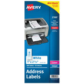 Avery® Mini-Sheets Address Labels, 1" x 2-5/8", White, Permanent Adhesive, Laser/Inkjet Printable, 200 Labels (2160)