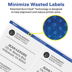 Avery® Printable Shipping Labels with Sure Feed®, 3-1/3" x 4", White, 600 Blank Mailing Labels for Laser Printers (5164)