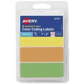 Avery® Color-Coding Removable Labels, 1" x 3", Assorted Neon Colors, Non-Printable, 72 Rectangle Labels Total (6722)