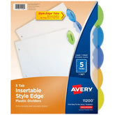 Avery® Insertable Style Edge™ Plastic Dividers, 5-Tab Set, Multicolor (11200)
