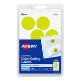 Avery® Removable Color-Coding Labels, Removable Adhesive, Neon Yellow, 1-1/4" Diameter, 400 Labels (5499)
