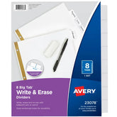 Avery® Big Tab™ Write & Erase Dividers, 8-Tab Set (23078)