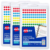 Avery® Color-Coding Removable Labels, 1/4" Diameter, Assorted Colors, Non-Printable, 2,304 Dot Stickers Total (5641)