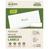 Avery® EcoFriendly Recycled Address Labels, 1" x 2-5/8", White, Permanent, 3,000 Printable Labels (48460)
