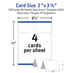 Avery® Print-to-the-Edge Tent Cards with Sure Feed® Technology, 2" x 3-1/2", White, 2-Pack, 320 Place Cards Total (5812)