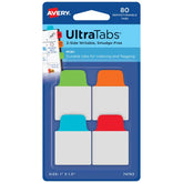Avery® Ultra Tabs®, Assorted Primary Colors, 1" x 1.5", 80 Repositionable Mini Tabs, 2-Side Writable (74763)
