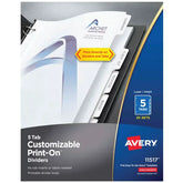 Avery® Print-On™ Dividers, 5 Tabs, 25 Sets (11517)
