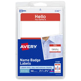 Avery® Hello My Name Is Adhesive Name Badge Labels, Red Border, 100 Removable Name Badges (05140)