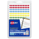 Avery® Color-Coding Removable Labels, 1/4" Diameter, Assorted Colors, Non-Printable, 760 Dot Stickers Total (5795)