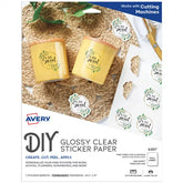 Avery Sticker Paper, 8-1/2" x 11", Glossy Clear, Permanent, Laser/Inkjet Compatible, 7 Full-Size Sheets (4397)