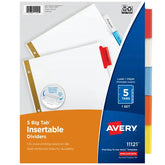 Avery® Big Tab™ Insertable Dividers, 5-Tab Set, Multicolor (11121)