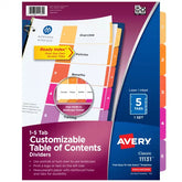 Avery® Ready Index® Dividers, 5 Tab Sets, Customizable Table of Contents, Multicolor Tabs (11131)