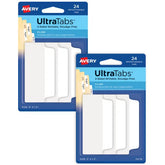 Avery® Ultra Tabs™, File Tabs, 3" x 1.5", 2-Side Writable, White, 24 Tabs Per Pack, 2-Pack, 48 Self Adhesive Tabs Total (34777)
