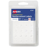Avery® Hole Reinforcement Labels, 1/4" Diameter, White, Non-Printable, 560 Reinforcement Stickers Total (6734)