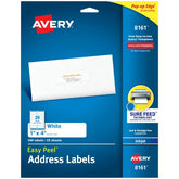 Avery® Easy Peel® Address Labels, Sure Feed™ Technology, Permanent Adhesive, 1" x 4", 500 Labels (8161)