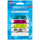 Avery® Ultra Tabs® Luxe Collection Margin Tabs, 2-1/2" x 1", Jewel Prism Tone Colors, 16 Tabs (74147)
