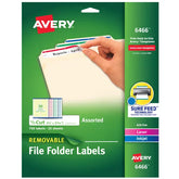 File Folder Labels with Sure Feed™, 2/3” x 3-7/16”, 750 Printable Labels, Removable Adhesive, Assorted Colors (6466)