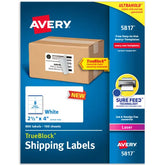 Avery® TrueBlock® Shipping Labels with Sure Feed™, 2-1/2" x 4", Permanent Adhesive, White, 800 Labels, Laser (5817)