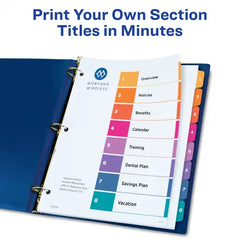 Avery® Ready Index® Extra-Wide Dividers, 8 Tab Sets, Multicolor Tabs, Works Great with Sheet Protectors (11163)