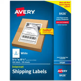 Avery® Half-Sheet Shipping Labels, 5-1/2" x 8-1/2", White, 200 Blank Mailing Labels (8426)