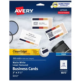 Avery® Clean Edge® Business Cards with Sure Feed Technology, 2" x 3-1/2", Textured White, 200 Blank Cards (08873)