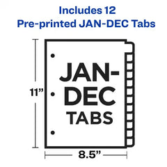 Avery® Preprinted Dividers, 12-Tab Set, Jan.-Dec. (11307)