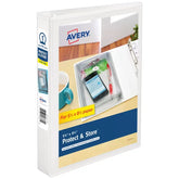 Avery® Protect & Store™ Mini Binder, 1" Round Rings, 175-Sheet Capacity for 5-1/2" x 8-1/2" Paper, 1.4" Spine, White (23011)
