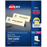 Avery® Embossed Tent Cards with Sure Feed® Technology, 2-1/2" x 8-1/2", Ivory, 100 Printable Place Cards (5914)