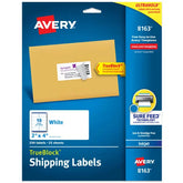 Avery® TrueBlock® Shipping Labels with Sure Feed®, 2" x 4", White, 250 Blank Mailing Labels (8163)