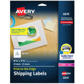 Avery® Print-to-the-Edge Shipping Labels with Sure Feed®, 4-1/4" x 7-1/4", Matte White, 50 Labels (6876)