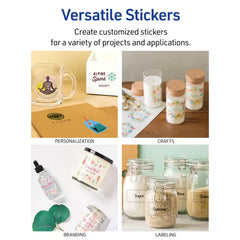 Avery Sticker Paper, 8-1/2" x 11", Glossy Clear, Permanent, Laser/Inkjet Compatible, 7 Full-Size Sheets (4397)