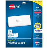 Avery® Easy Peel® Address Labels with Sure Feed®, 1" x 2-5/8", White, 750 Blank Mailing Labels (8160)