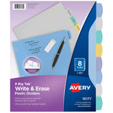Avery® Big Tab™ Write & Erase Durable Plastic Dividers, 8-Tab Set, Pastel Multicolor, 1 Set (16171)