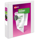 Avery® Durable View 3 Ring Binders, 1-1/2 Inch Slant Rings, 375-Sheet Capacity, White Binder (17022)