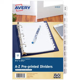 Avery® A-Z Mini Dividers, 12 Tabs per Set, 8.5" x 5.5", Pre-printed Tabs, 1 Binder Divider Set (11313)