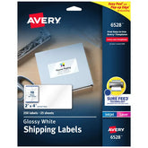 Avery® Shipping Labels with Sure Feed® Technology, Glossy White, 2" x 4", Permanent Adhesive, Laser/Inkjet, 250 Total (6528)